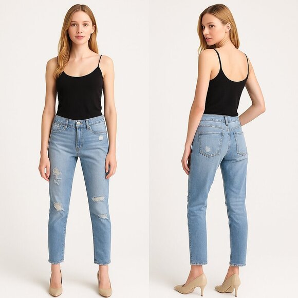 GAP 1969 👖 Women’s Low-Rise Sexy Boyfriend Distressed Ankle Jeans Sz 0/25 ✨ - Picture 1 of 16